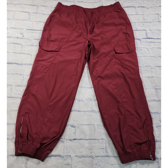 Old Navy Joggers WOMENS XL Burgundy Wind Pants Cargo Quick Dry Dance Athletic - Picture 1 of 10
